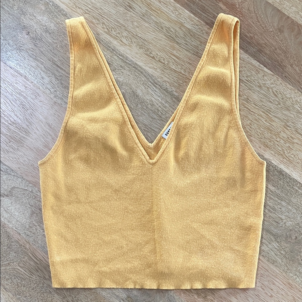 Sunday Best Mustard V-Neck Crop Top